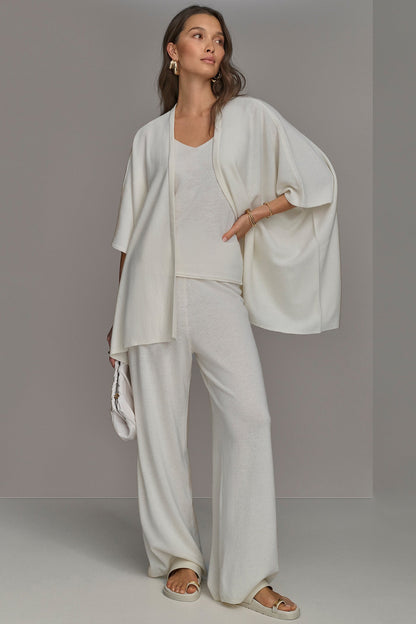 Donna Karan CASHMERE SHORT SLEEVE CARDIGAN