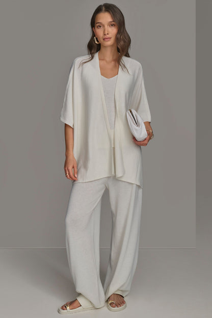 Donna Karan CASHMERE SHORT SLEEVE CARDIGAN