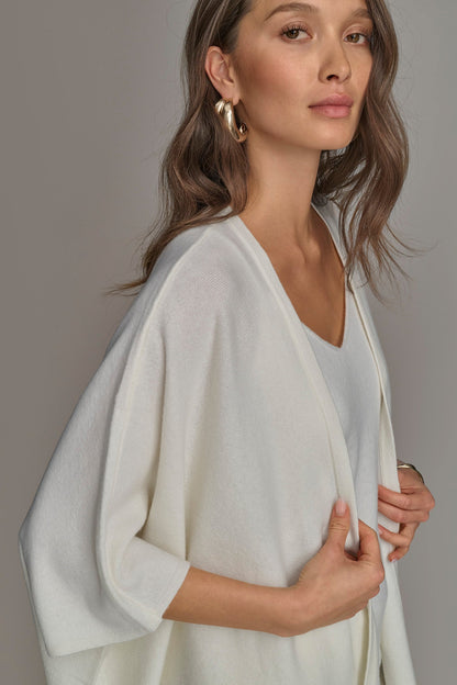 Donna Karan CASHMERE SHORT SLEEVE CARDIGAN