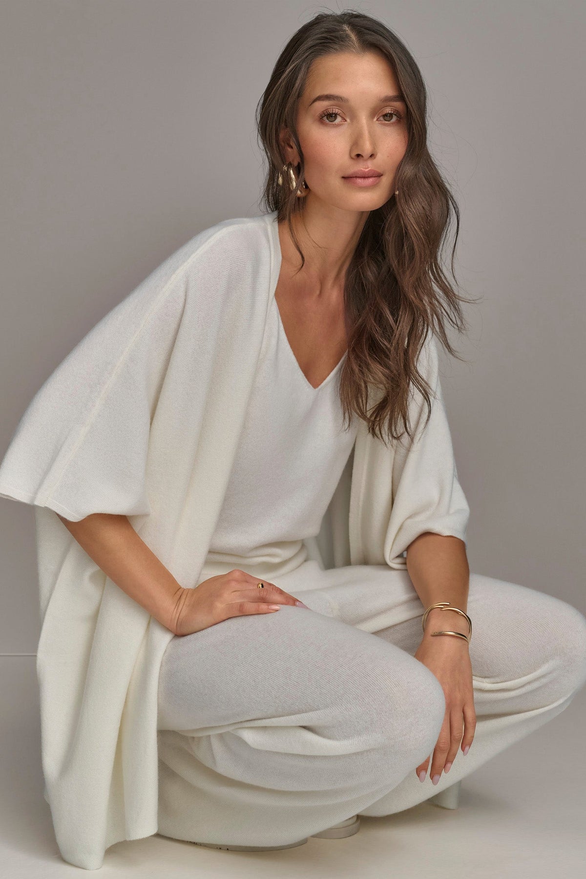 Donna Karan CASHMERE SHORT SLEEVE CARDIGAN