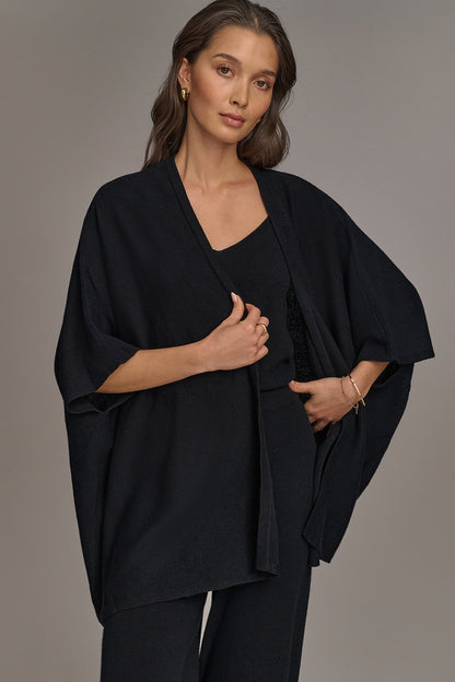Donna Karan CASHMERE SHORT SLEEVE CARDIGAN