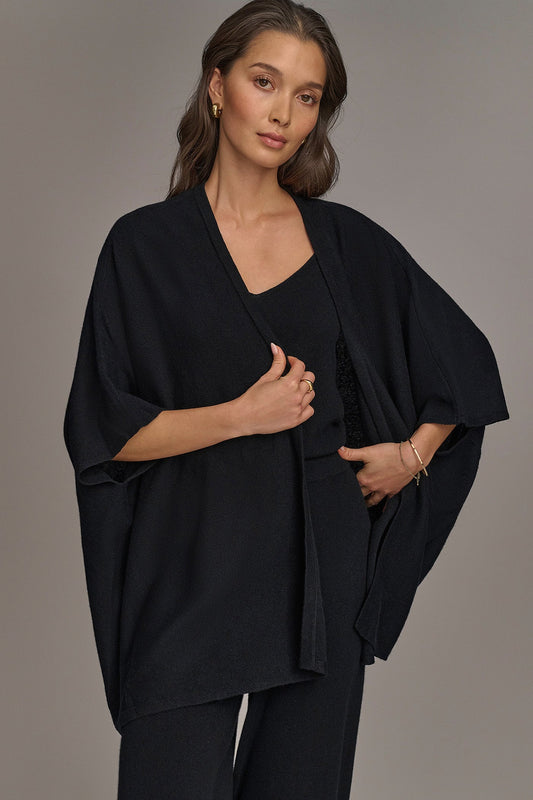Donna Karan CASHMERE SHORT SLEEVE CARDIGAN
