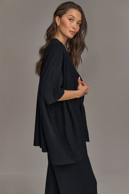 Donna Karan CASHMERE SHORT SLEEVE CARDIGAN