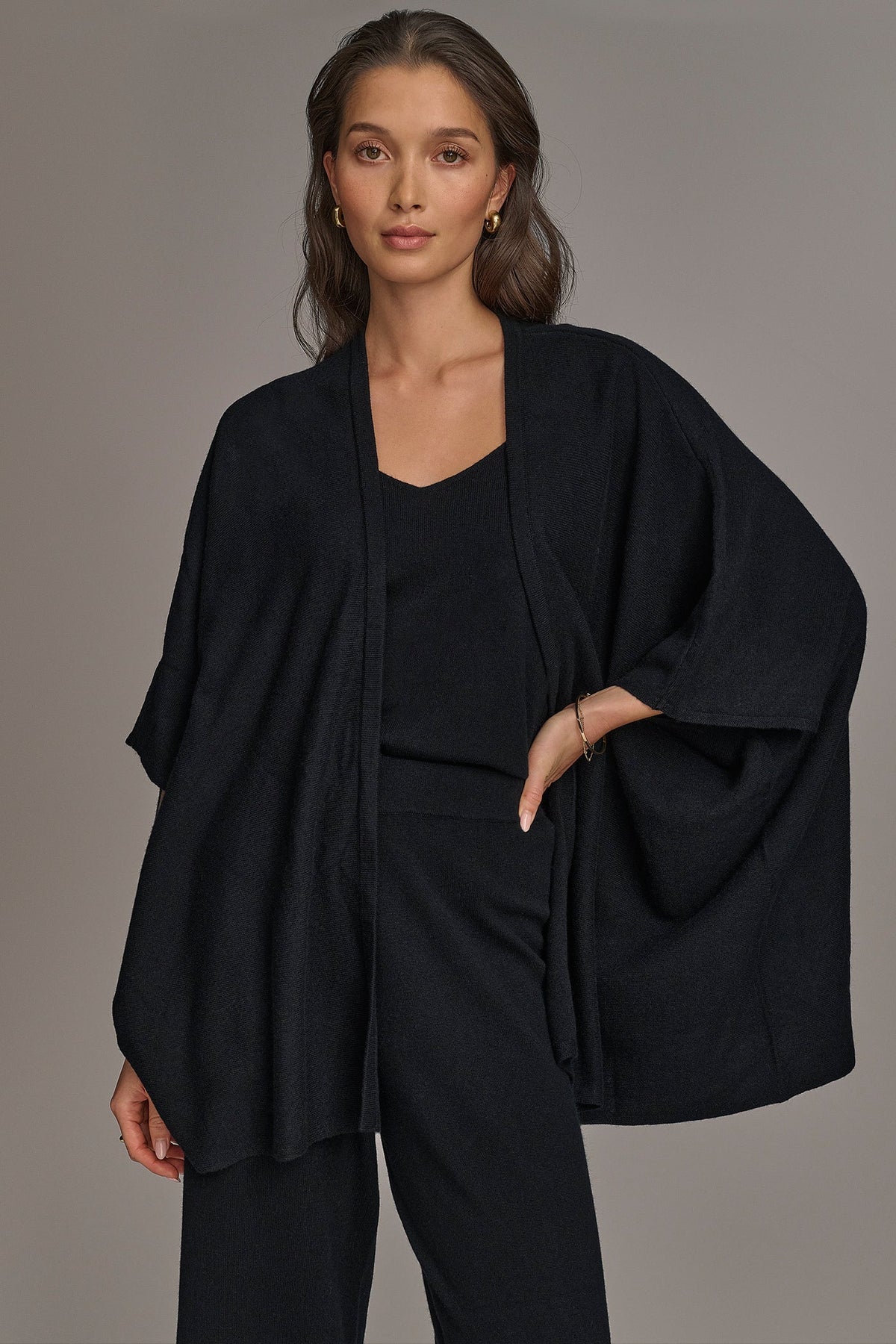 Donna Karan CASHMERE SHORT SLEEVE CARDIGAN