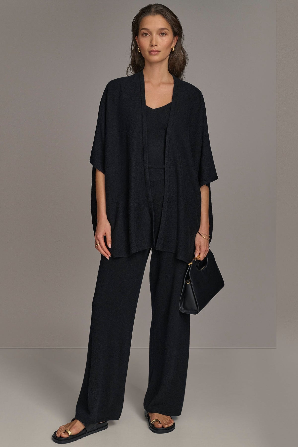 Donna Karan CASHMERE SHORT SLEEVE CARDIGAN