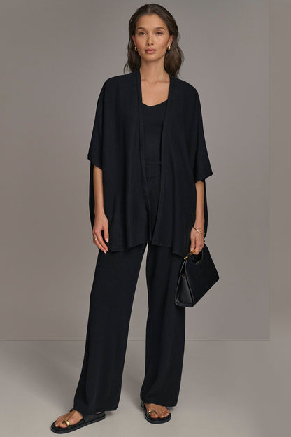 Donna Karan CASHMERE SHORT SLEEVE CARDIGAN