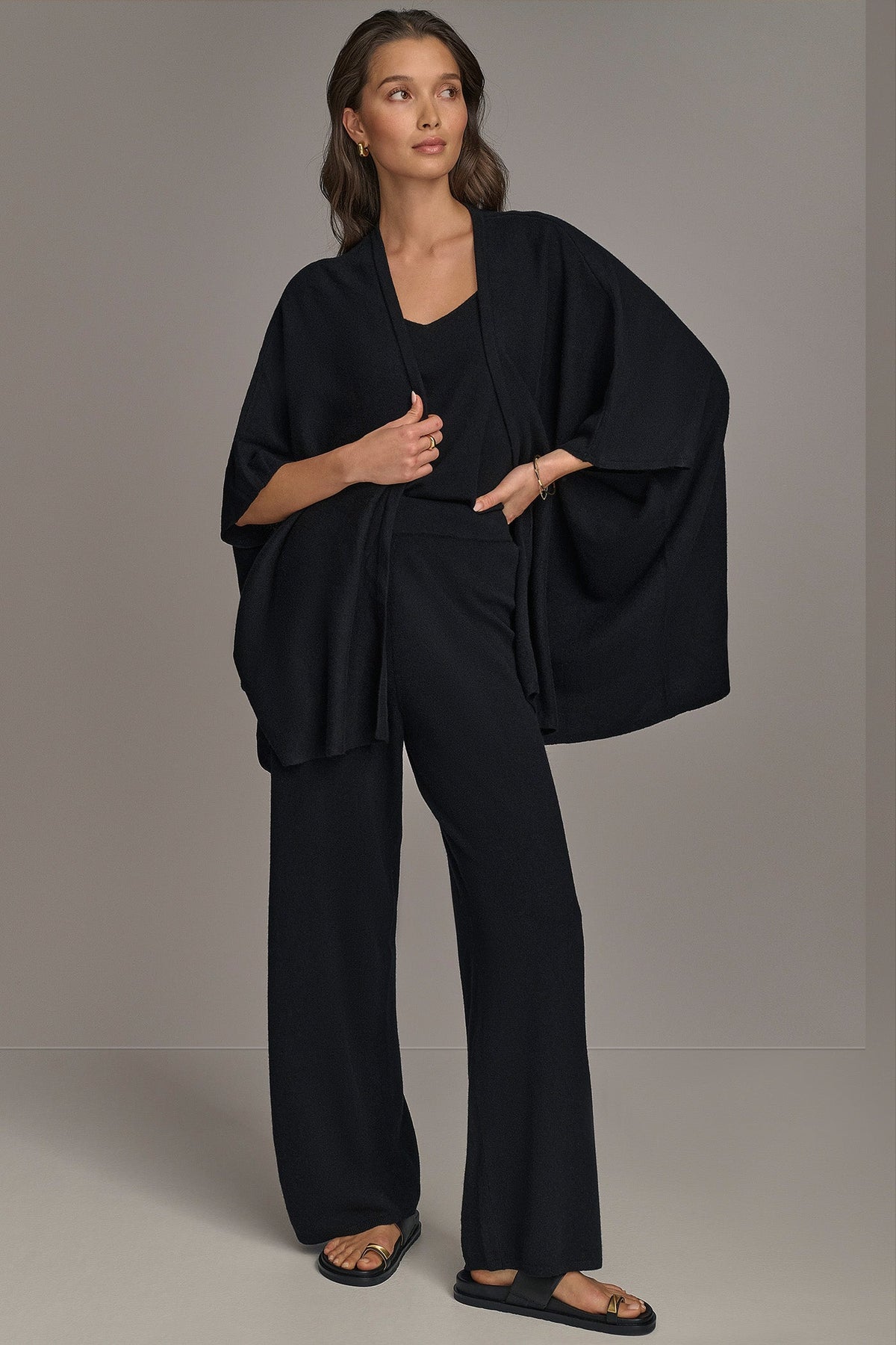 Donna Karan CASHMERE SHORT SLEEVE CARDIGAN