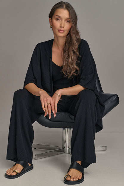Donna Karan CASHMERE SHORT SLEEVE CARDIGAN