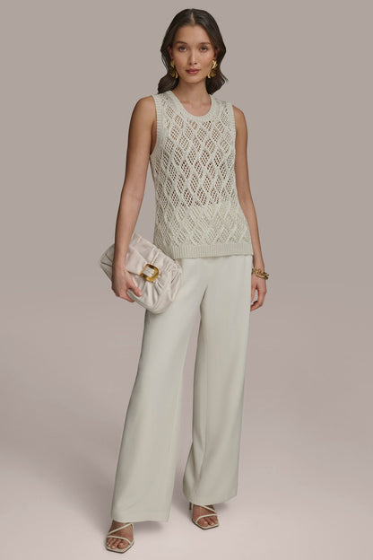 Donna Karan DIAMOND PATTERN CREW NECK TOP