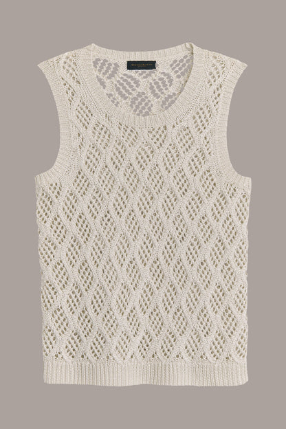 Donna Karan DIAMOND PATTERN CREW NECK TOP