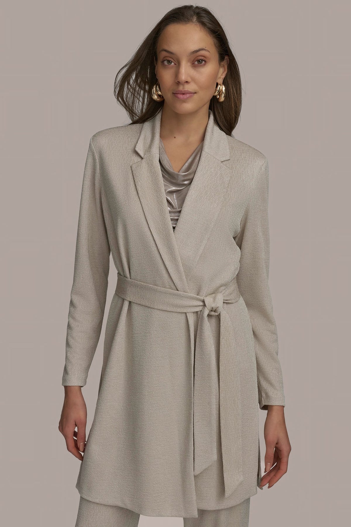 Donna Karan BELTED KNIT JACKET
