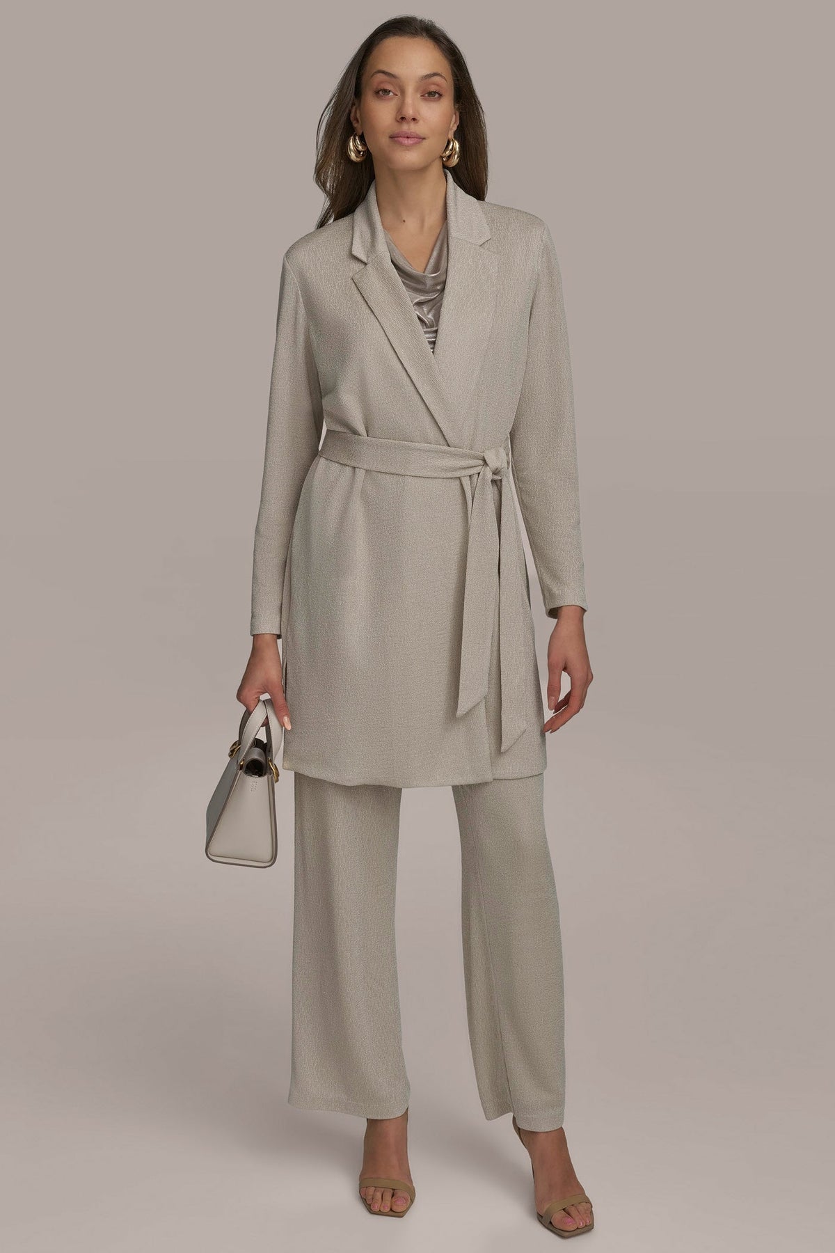 Donna Karan BELTED KNIT JACKET