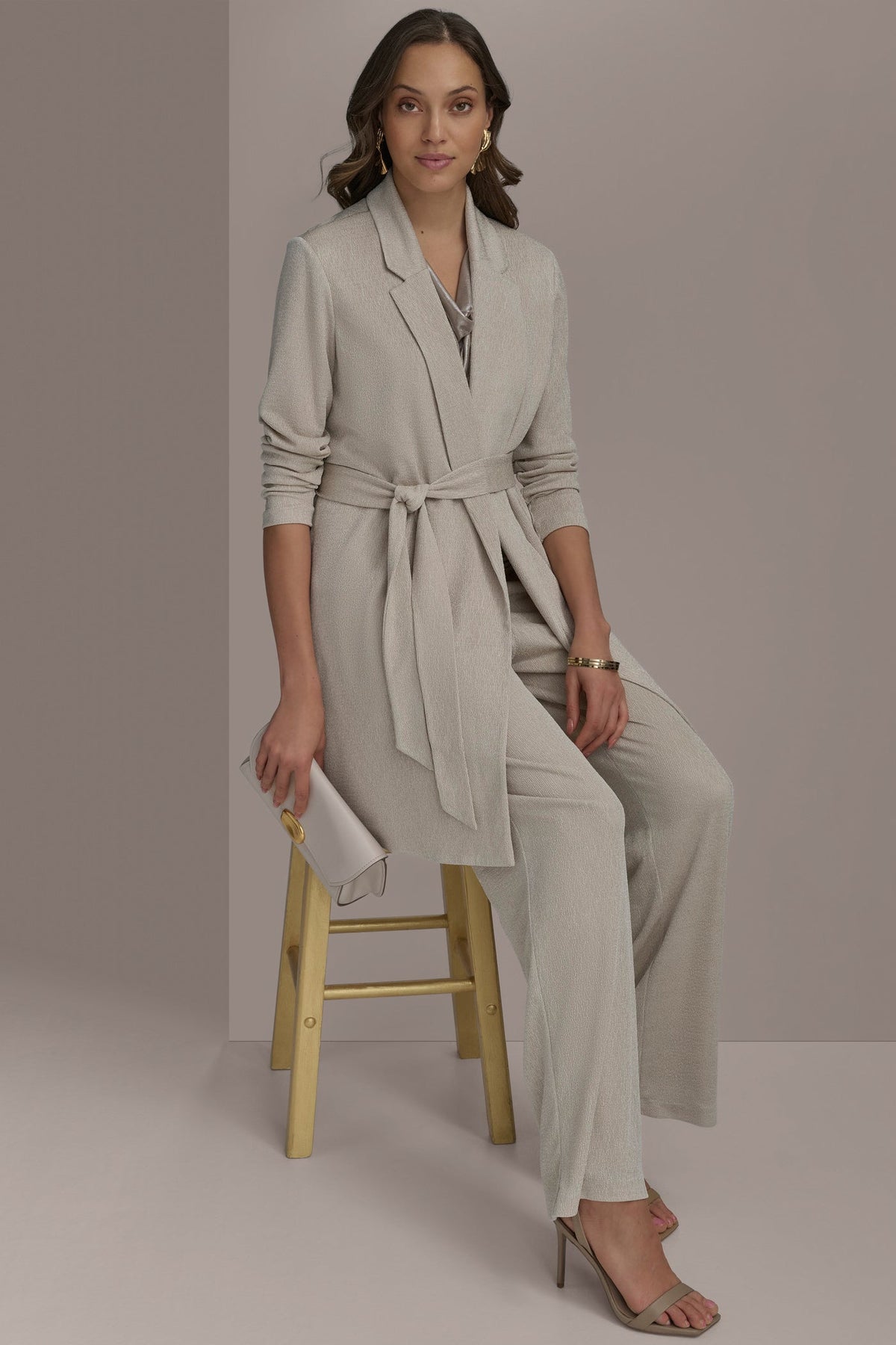 Donna Karan BELTED KNIT JACKET