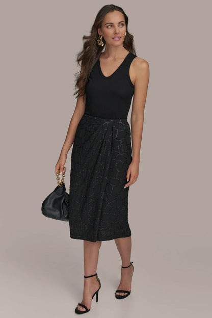 Donna Karan FAUX WRAP SKIRT