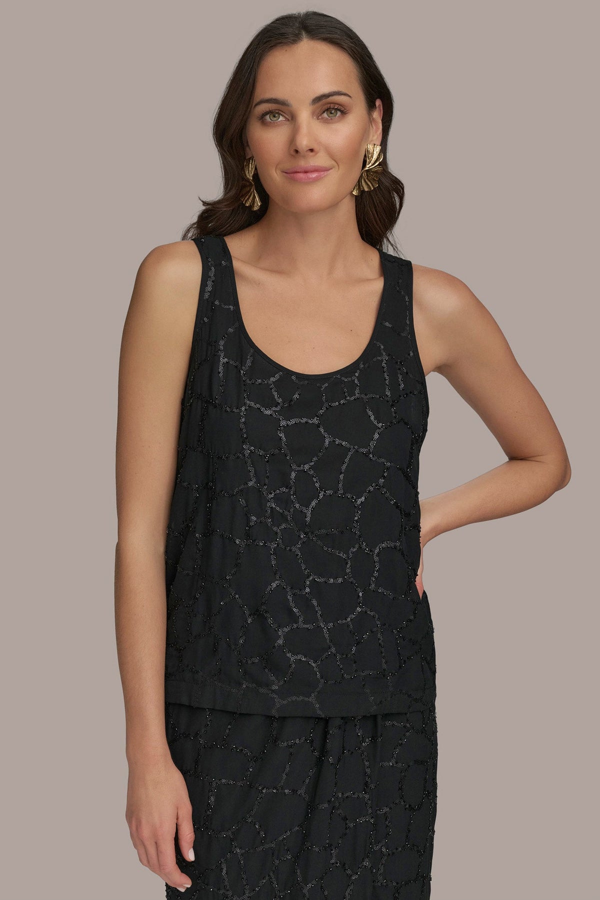 Donna Karan SHELL WITH SEQUIN DETAIL