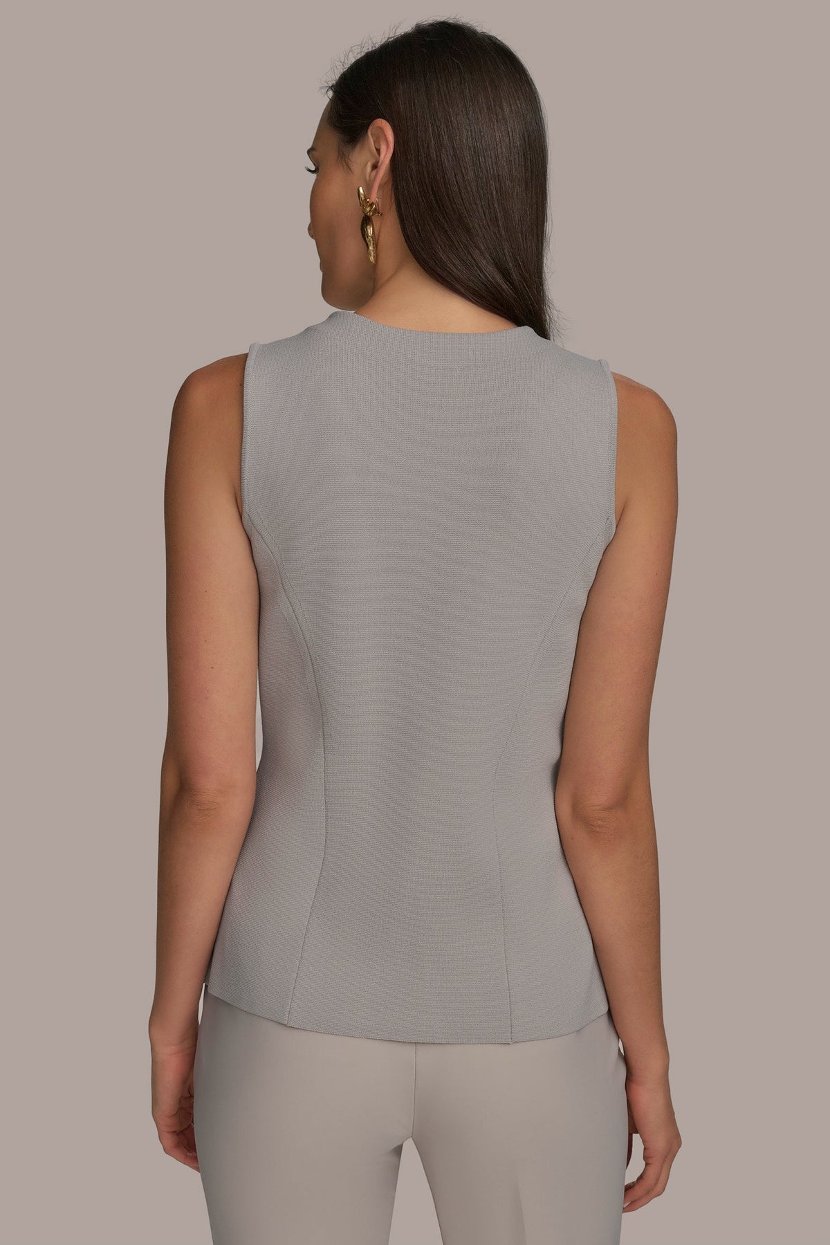Donna Karan SLEEVELESS BUTTON UP SWEATER VEST
