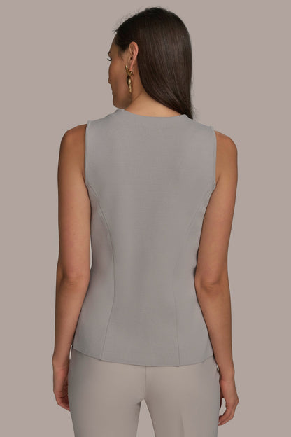 Donna Karan SLEEVELESS BUTTON UP SWEATER VEST