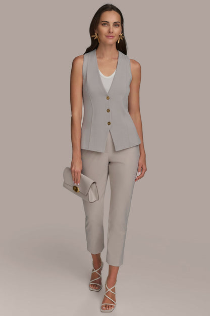 Donna Karan SLEEVELESS BUTTON UP SWEATER VEST