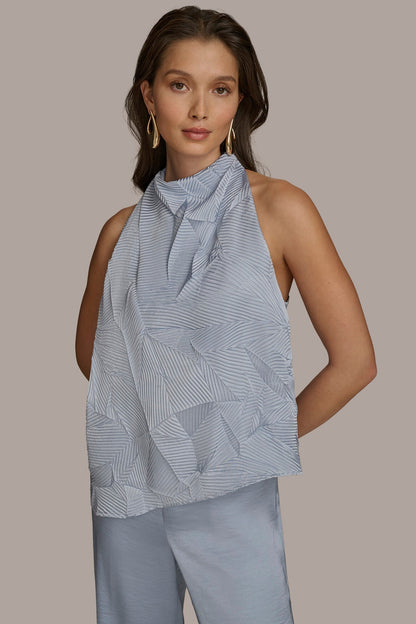 Donna Karan TEXTURED TOP WITH ANGLED HEM