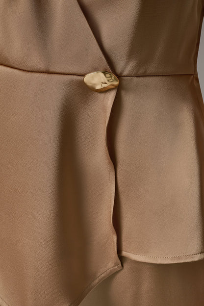 Donna Karan SLEEVELESS WRAP-EFFECT ASYMMETRIC PEPLUM BLOUSE