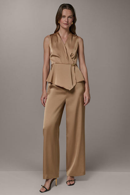 Donna Karan SLEEVELESS WRAP-EFFECT ASYMMETRIC PEPLUM BLOUSE