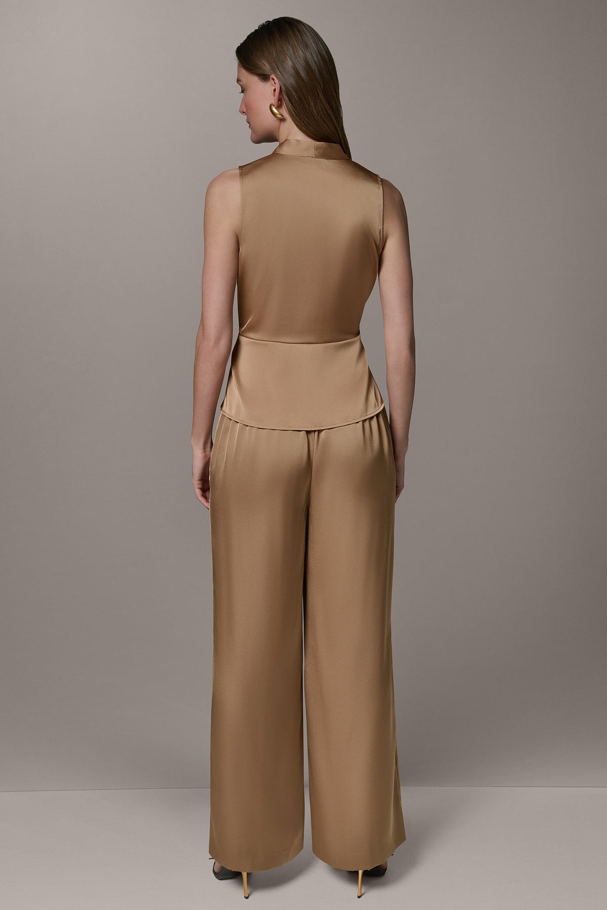 Donna Karan SLEEVELESS WRAP-EFFECT ASYMMETRIC PEPLUM BLOUSE