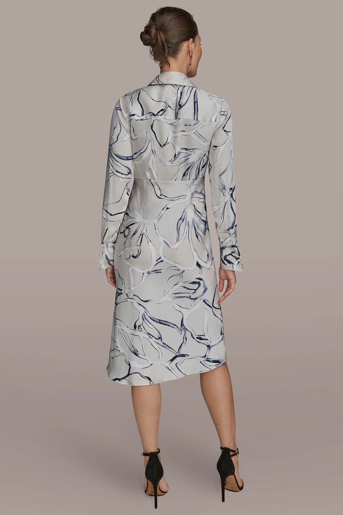 Donna Karan COTTON PRINTED MIDI SHIRT DRESS