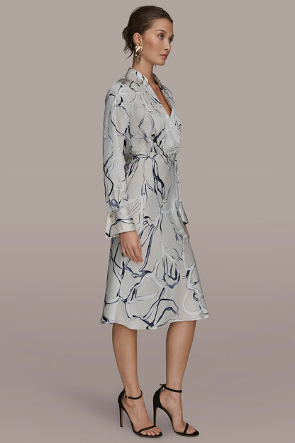 Donna Karan COTTON PRINTED MIDI SHIRT DRESS