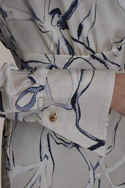 Donna Karan COTTON PRINTED MIDI SHIRT DRESS