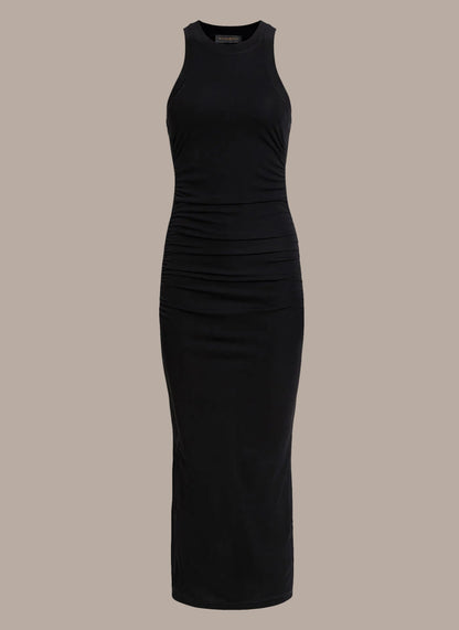 Donna Karan SLEEVELESS MIDI RUCHED DRESS