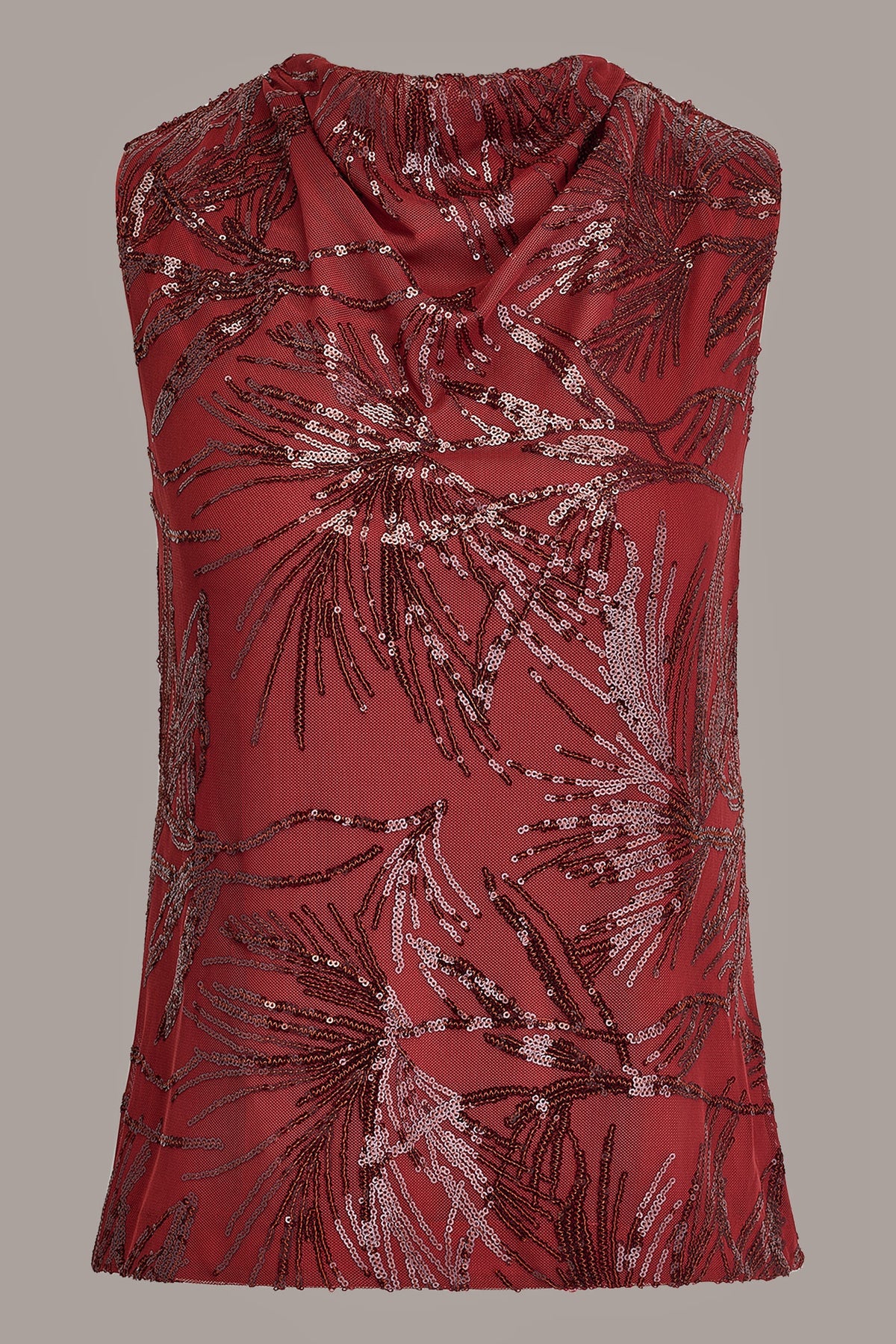 Donna Karan SLEEVELESS COWL NECK SEQUIN BLOUSE