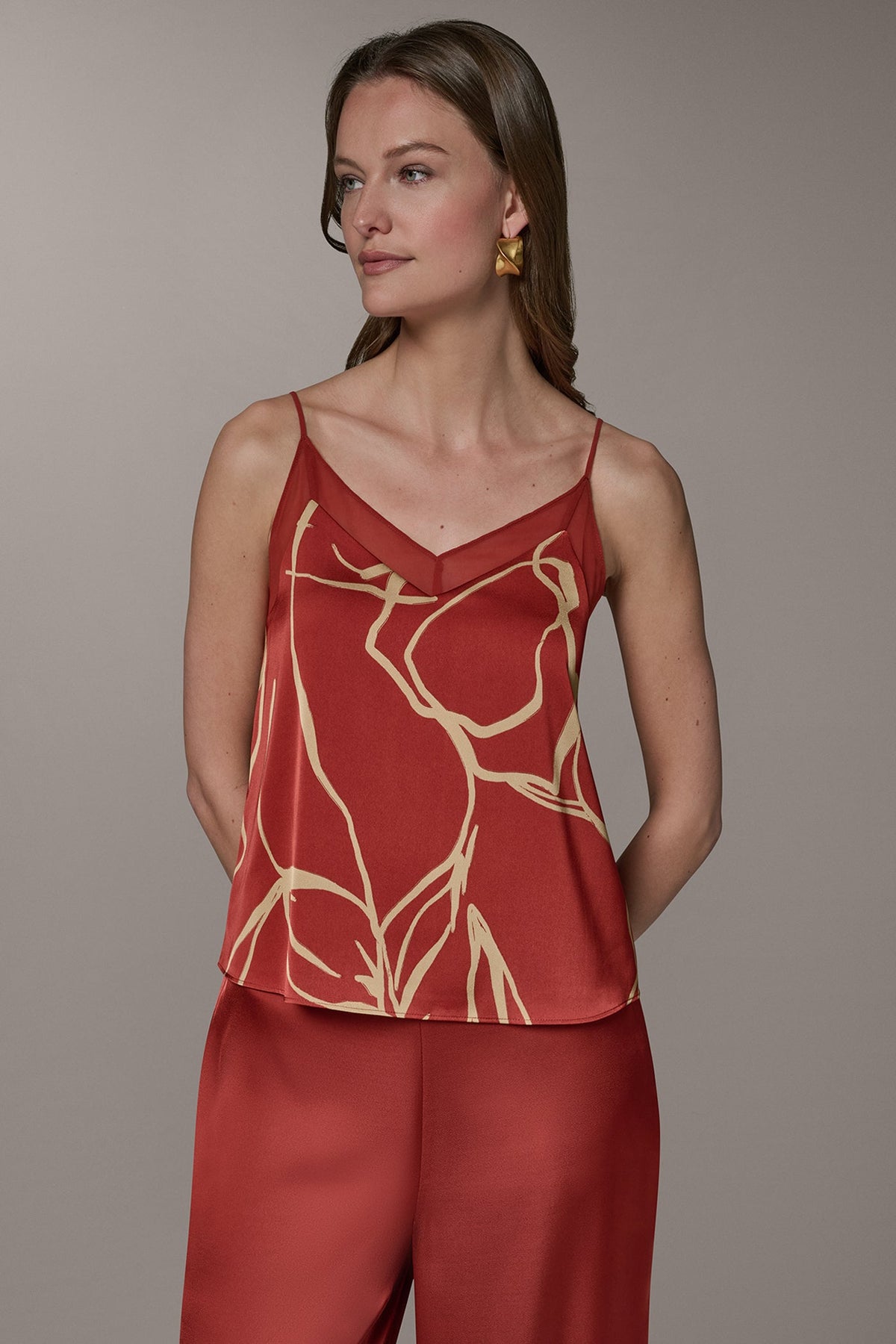 Donna Karan SLEEVELESS V-NECK PRINT CAMI