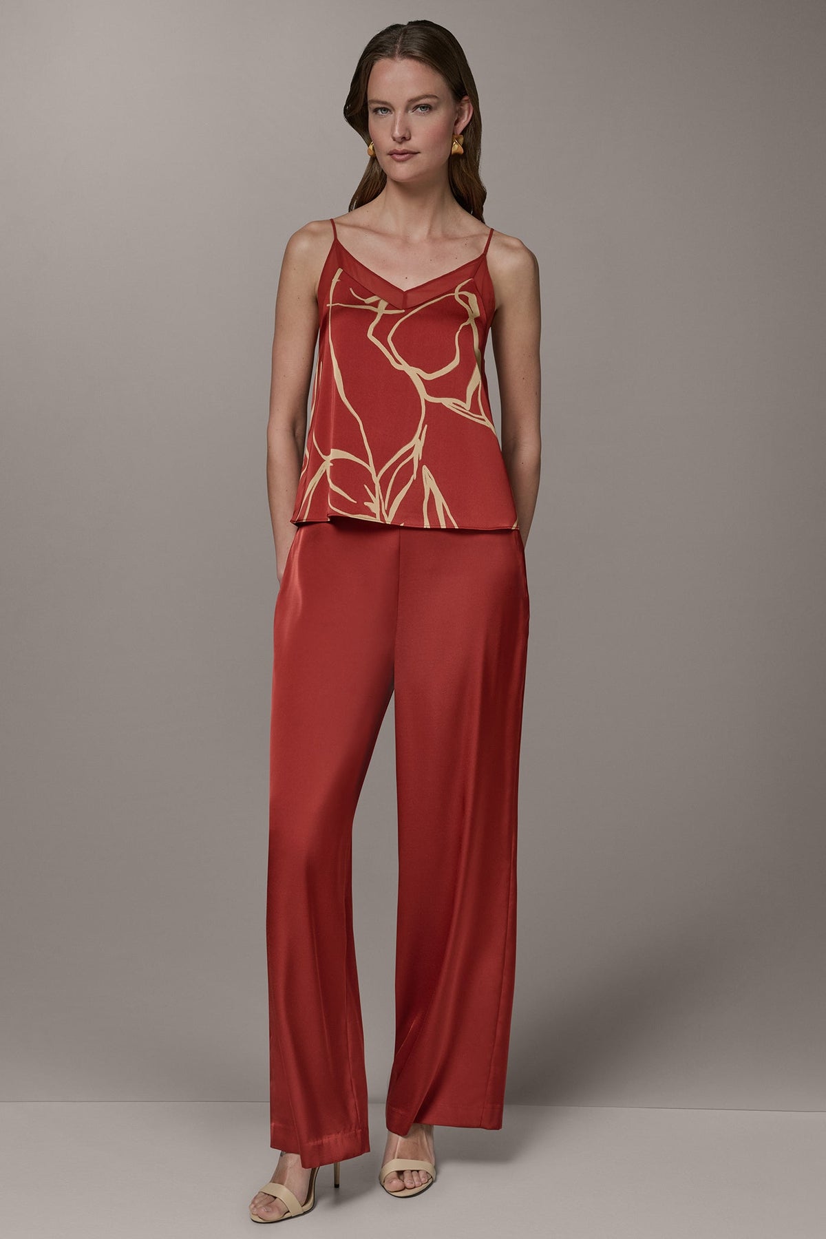 Donna Karan SLEEVELESS V-NECK PRINT CAMI