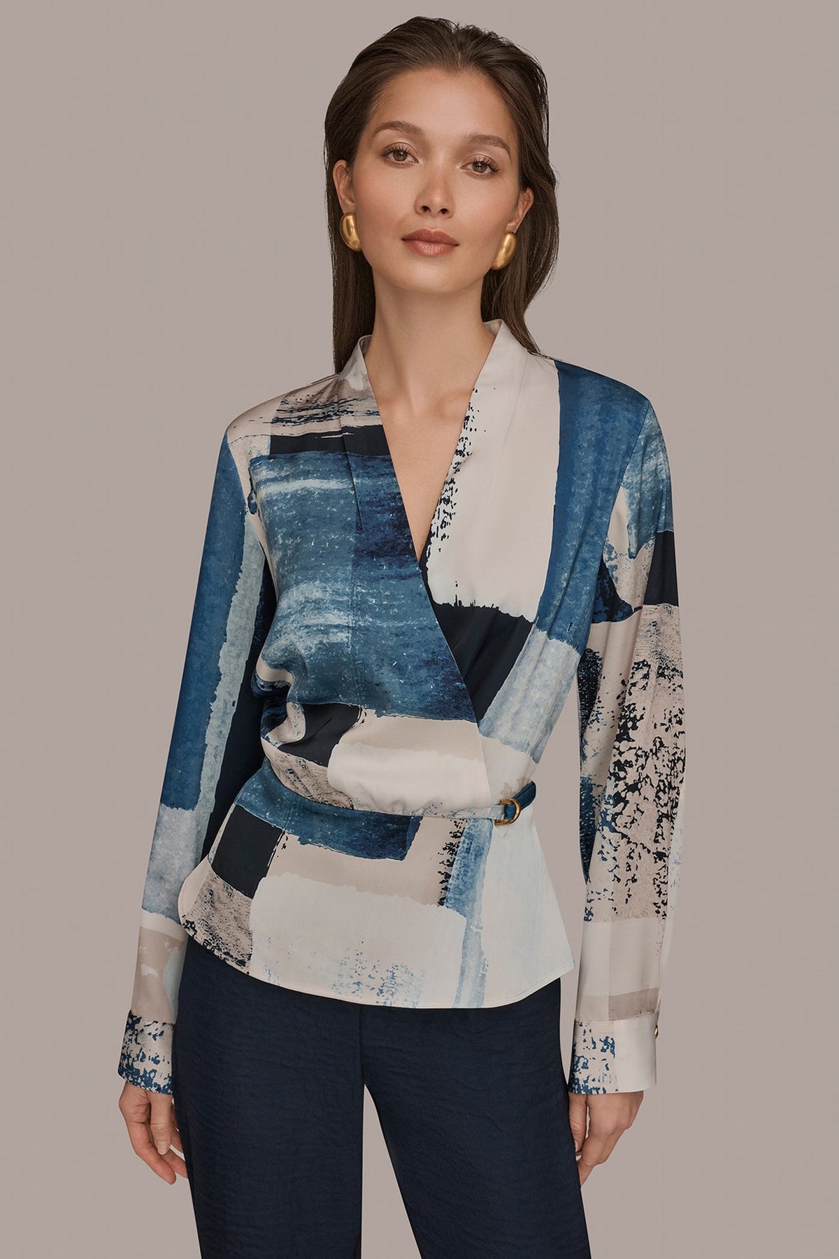 Donna Karan FAUX WRAP BLOUSE