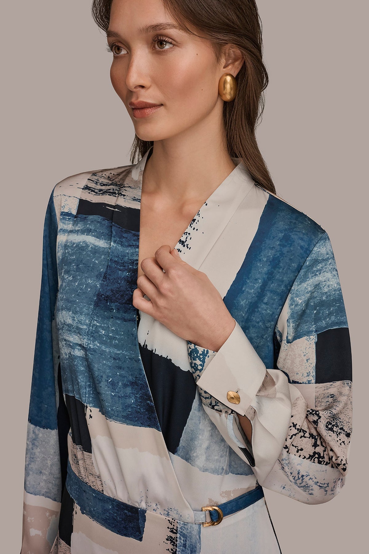 Donna Karan FAUX WRAP BLOUSE