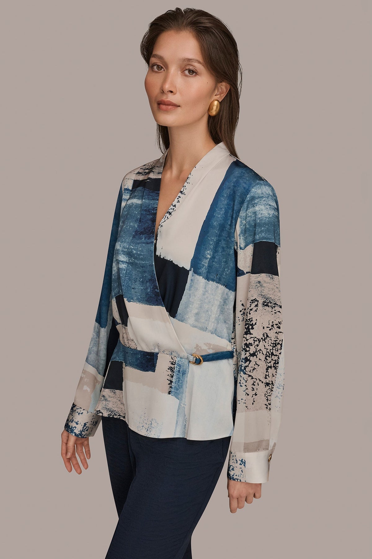 Donna Karan FAUX WRAP BLOUSE