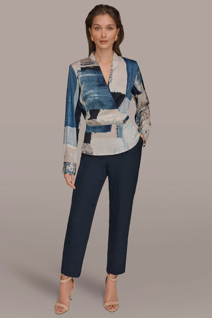 Donna Karan FAUX WRAP BLOUSE