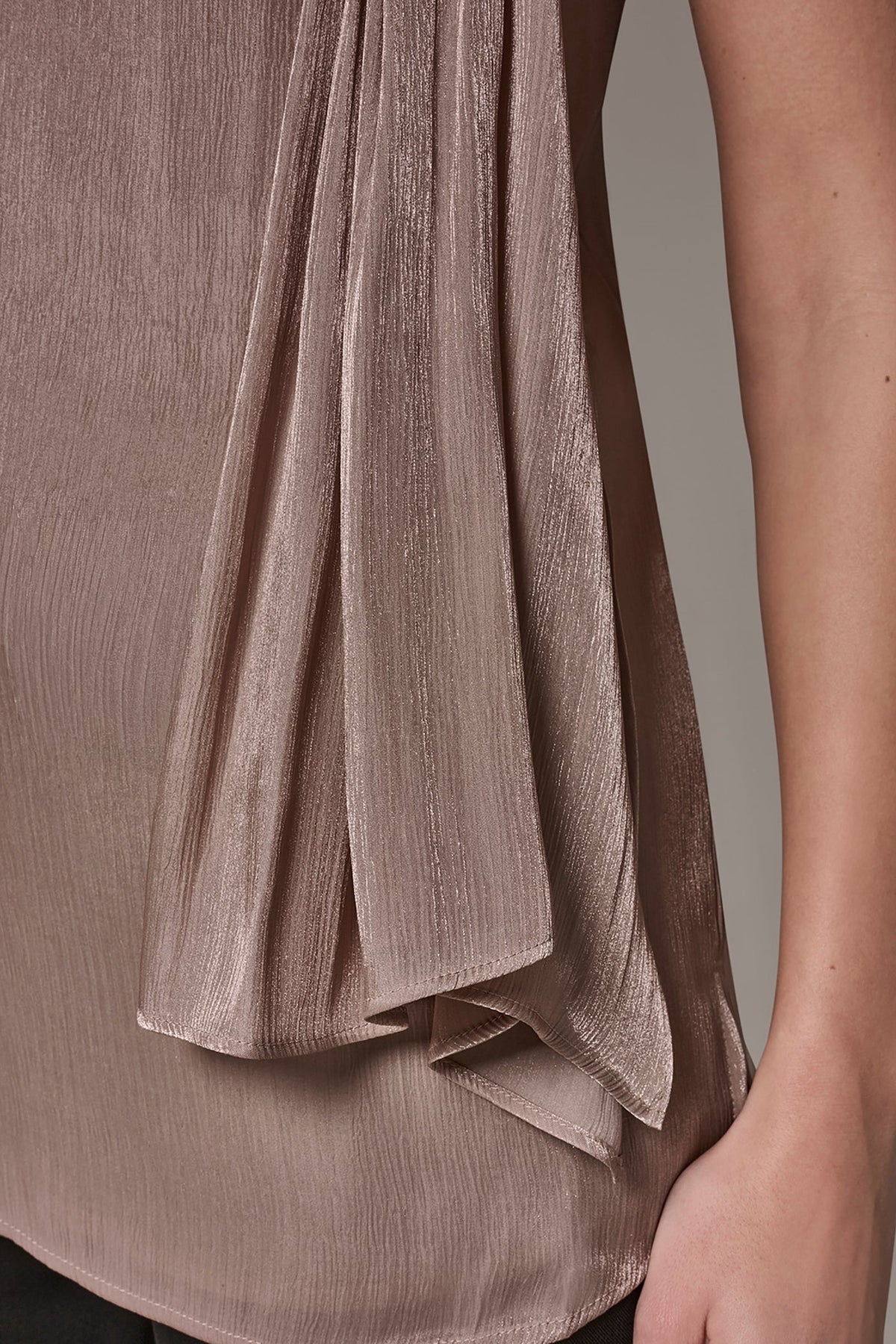 Donna Karan METALLIC ASYMMETRIC SCARF HALTER BLOUSE