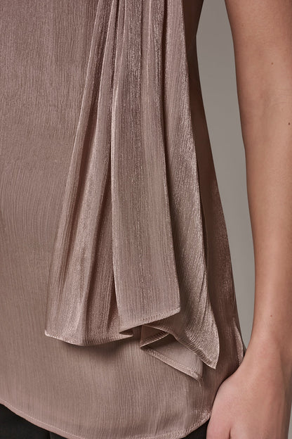 Donna Karan METALLIC ASYMMETRIC SCARF HALTER BLOUSE
