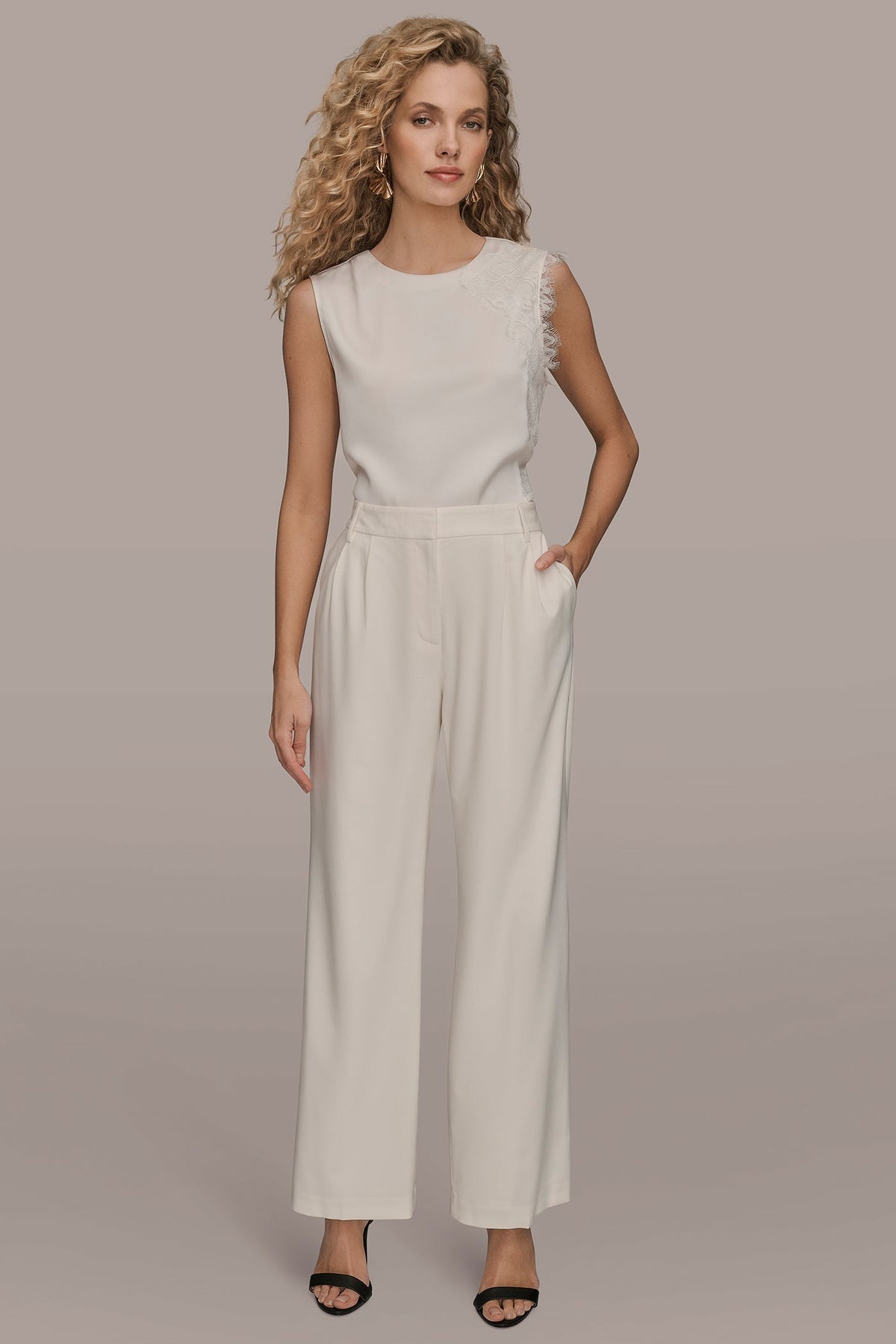 Donna Karan EXTRA HIGH-RISE PLEATED WIDE-LEG PANT