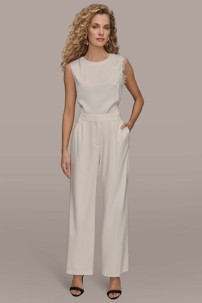 Donna Karan EXTRA HIGH-RISE PLEATED WIDE-LEG PANT