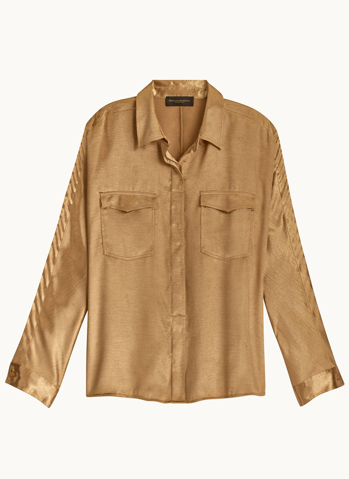 Donna Karan COLD SHOULDER COLLARED BUTTON DOWN