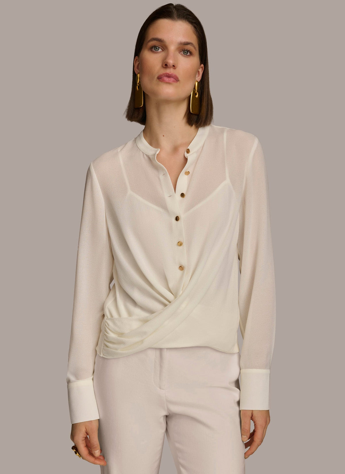 Donna Karan FAUX WRAP TOP