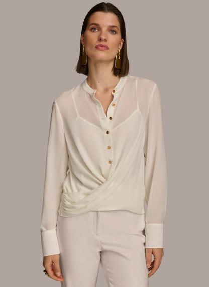 Donna Karan FAUX WRAP TOP
