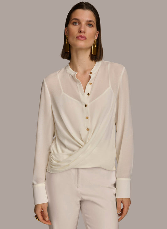 Donna Karan FAUX WRAP TOP