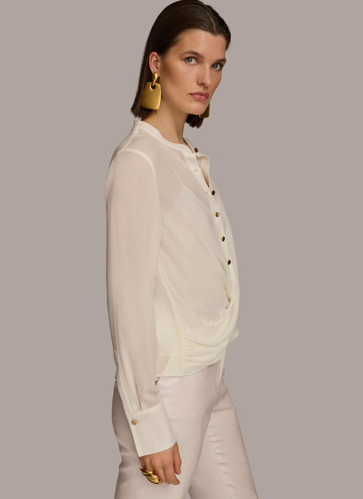 Donna Karan FAUX WRAP TOP