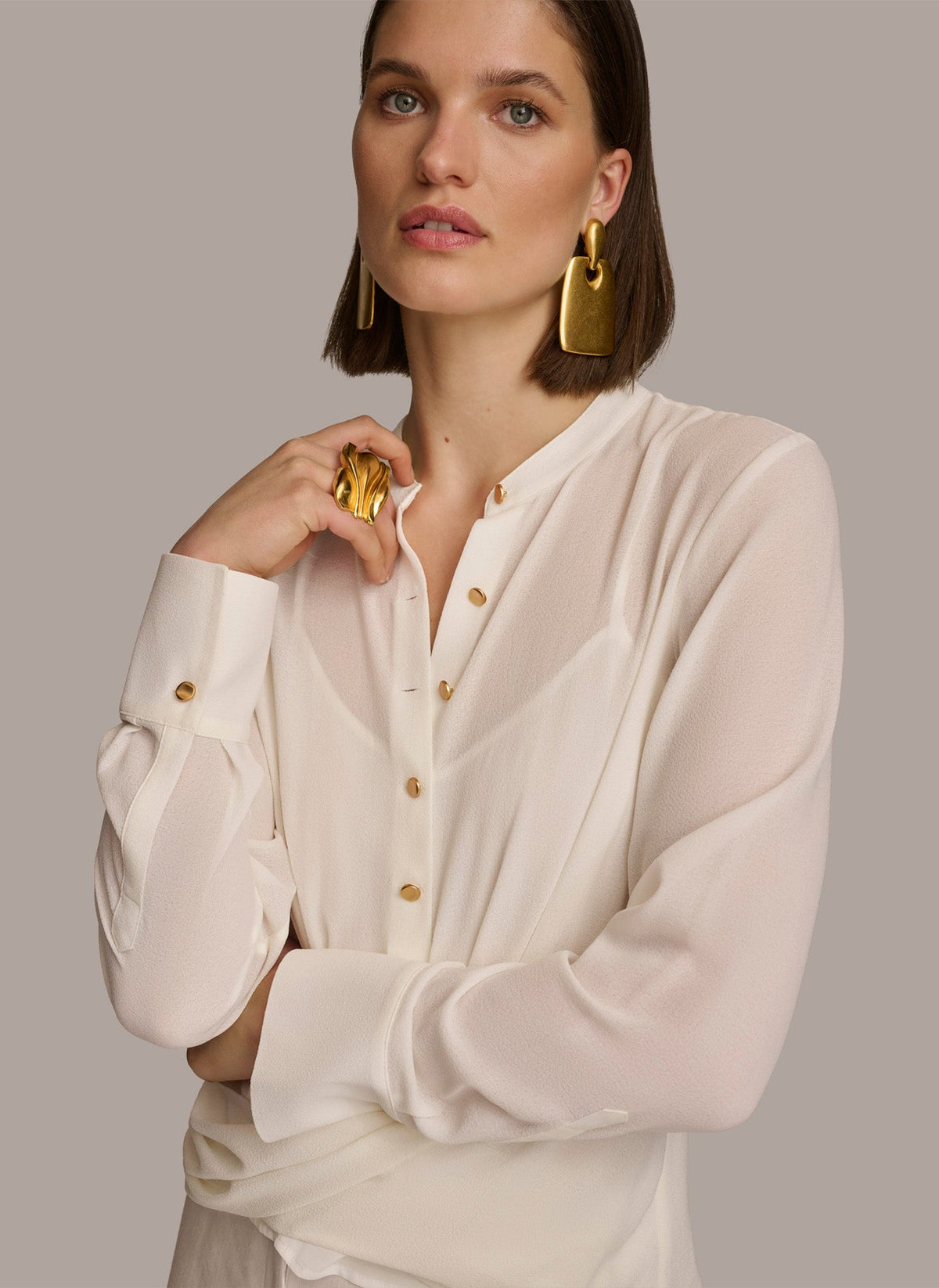 Donna Karan FAUX WRAP TOP