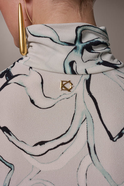 Donna Karan BUTTON SHOULDER BLOUSE
