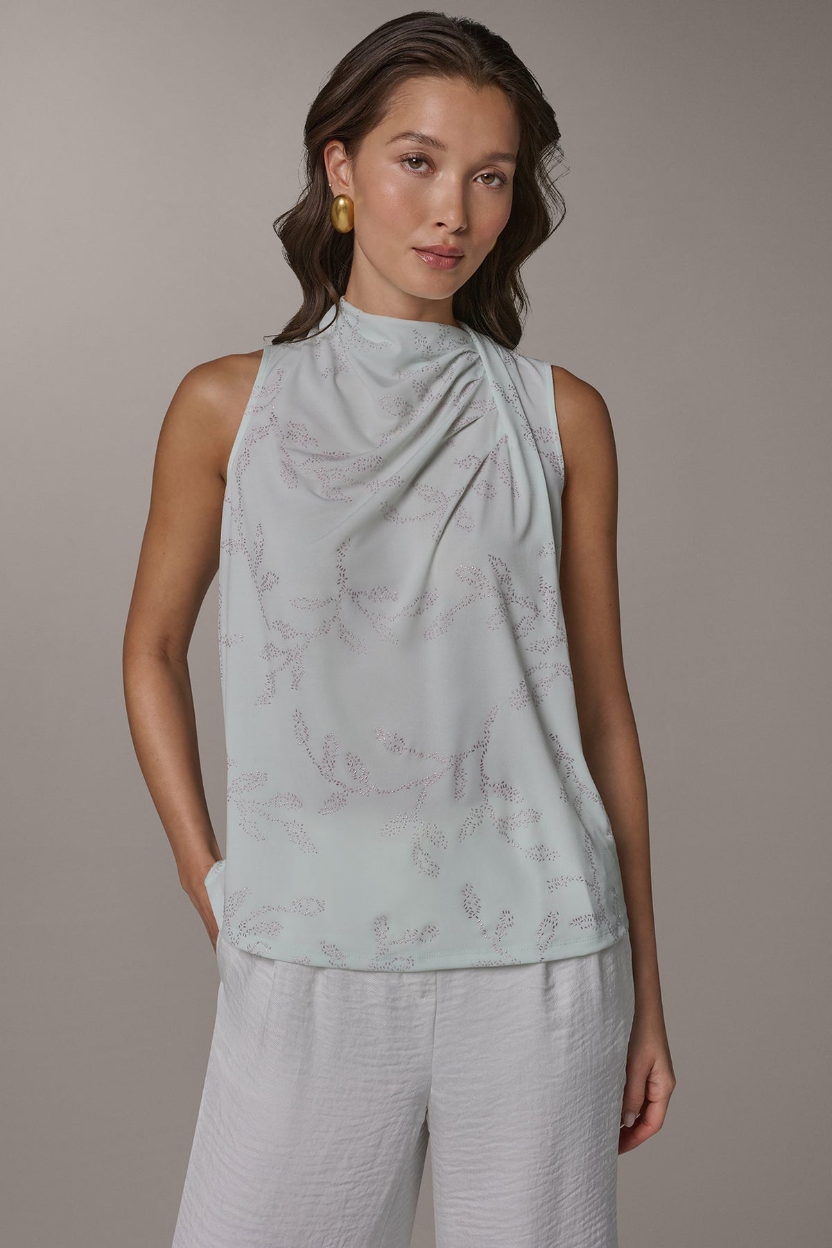 Donna Karan DRAPE TWIST SHOULDER BLOUSE