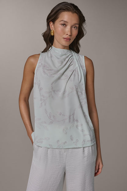 Donna Karan DRAPE TWIST SHOULDER BLOUSE
